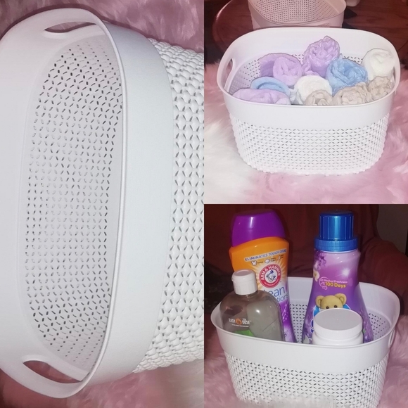 Curver Decorative Plastic Organization & Storage Basket Bin with Handles - Picture 2 of 8